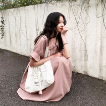 2021 summer new tall womens temperament French tea break long dress ankle forest fairy dress