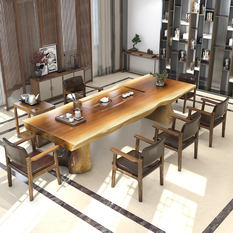 Tea table and chair combination solid wood brewing tea table living room kung fu tea table tea tray will meet the guest desk office log board