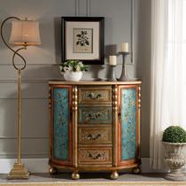 American country entrance cabinet Living room entry Antique painted semi-circular three four five bucket drawer decorative cabinet Aisle cabinet