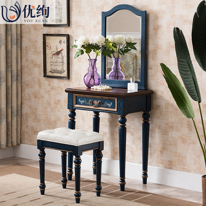 American painted small apartment mini makeup table painted solid wood makeup table light luxury girl bedroom makeup table