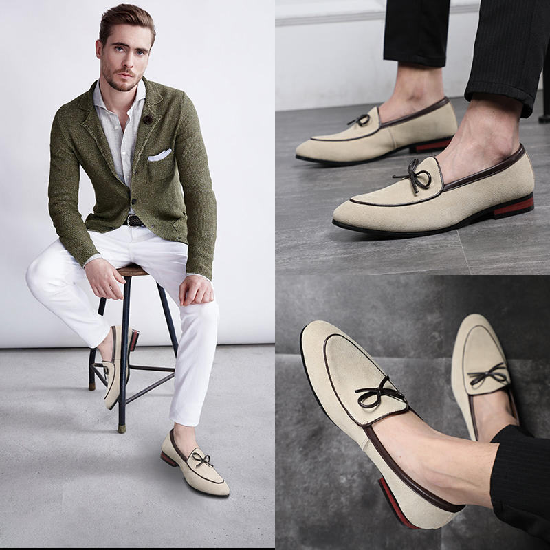 Genuine Leather Casual Lefu Shoes Sloth Man A foot Pedal Bean shoes Men's Inn Pointed Streaming Su Han Edition Trend Little Leather Shoes Man