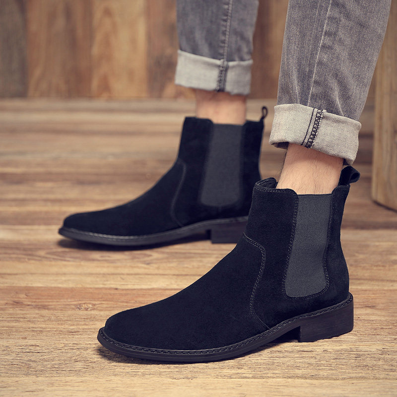 Chelsea boots Men's shoes new genuine leather Martin boots Korean version Inlen men's boots High-cylinder anti-suede leather man boot tide