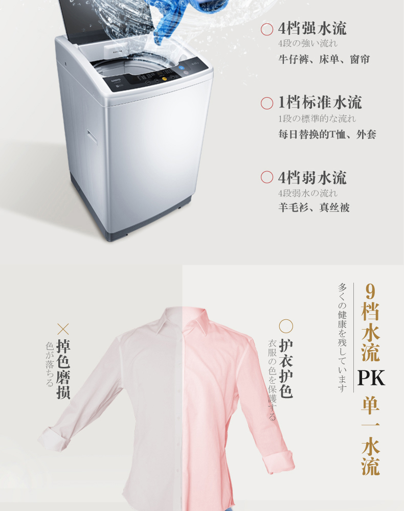 Máy giặt Sanyo 8 kg kg tự động hộ gia đình công suất lớn bánh xe sóng khô mất nước WT8455M0S 9 10 máy giặt doux