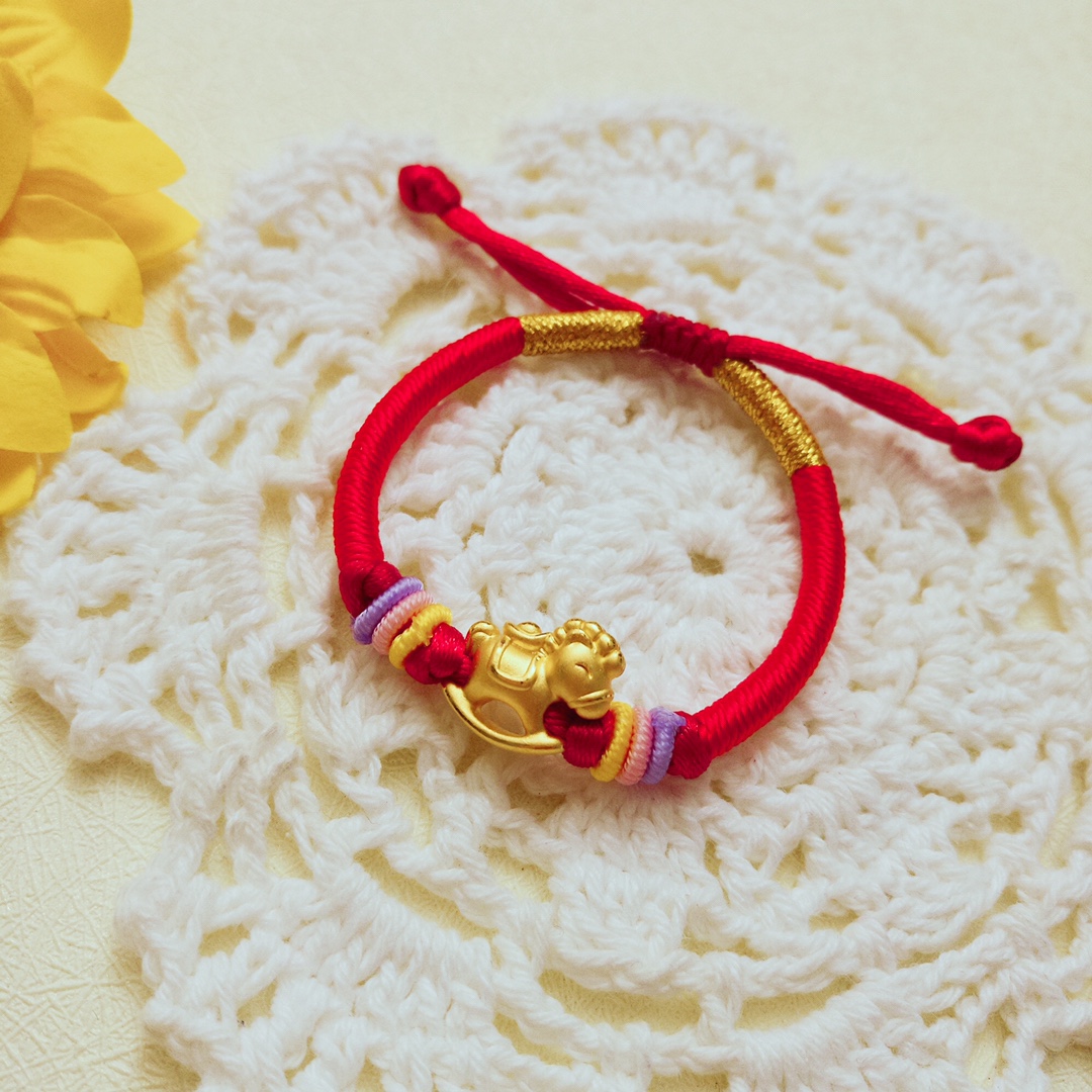 Foot Gold 999 Pure Gold Zodiac Shake Gold Trojan Horse Pendant 3d Hard Gold Baby Baby Full Moon's Hand Rope