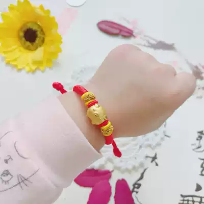 New 999 gold hand twelve Zodiac flying pig hand rope 3d hard gold couple transfer beads hand string this year