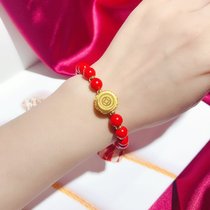 Full gold 999 gold when running cornucopia gold pendant 3d hard gold female birth year transfer Pearl cinnabar bracelet