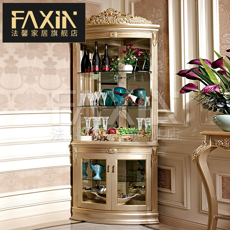 Italian French luxury triangle wine cabinet large apartment villa seating corner cabinet European dining room storage cabinet furniture