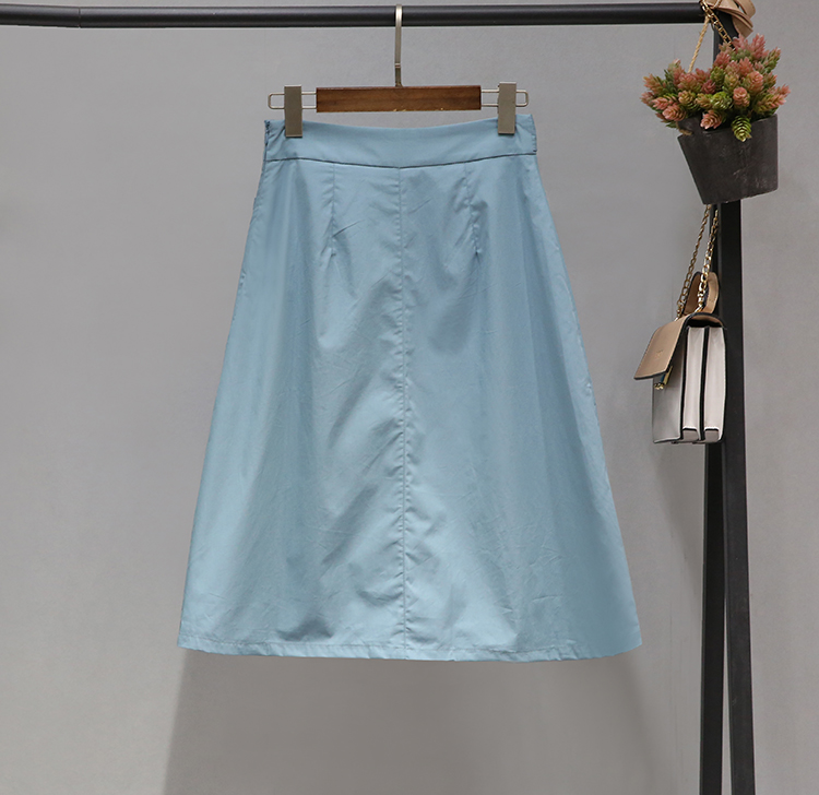 Mùa thu ba màu 2019 hè mới váy eo cao nữ thời trang cotton đơn giản Một chiếc váy chữ S910631Q10 - Váy chân váy lụa satin