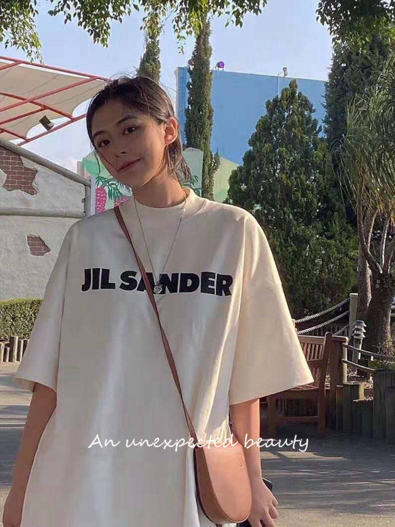 JIL short-sleeved T-shirt classic big LOGO letter outline loose basic tee men and women