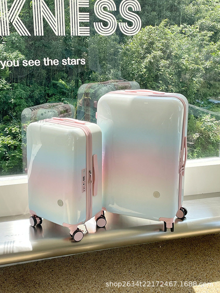 Dreamy Rainbow Luggage Roller Case Multifunctional Carry-on Suitcase 20-inch Small Lightweight Travel Suitcase Large Capacity Password
