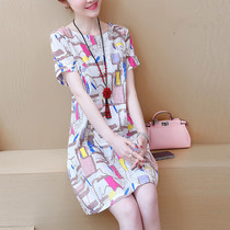 Cotton silk one-piece dress Summer 2022 new small sub large size cotton linen in long style Temperament Skirt Straight Drum