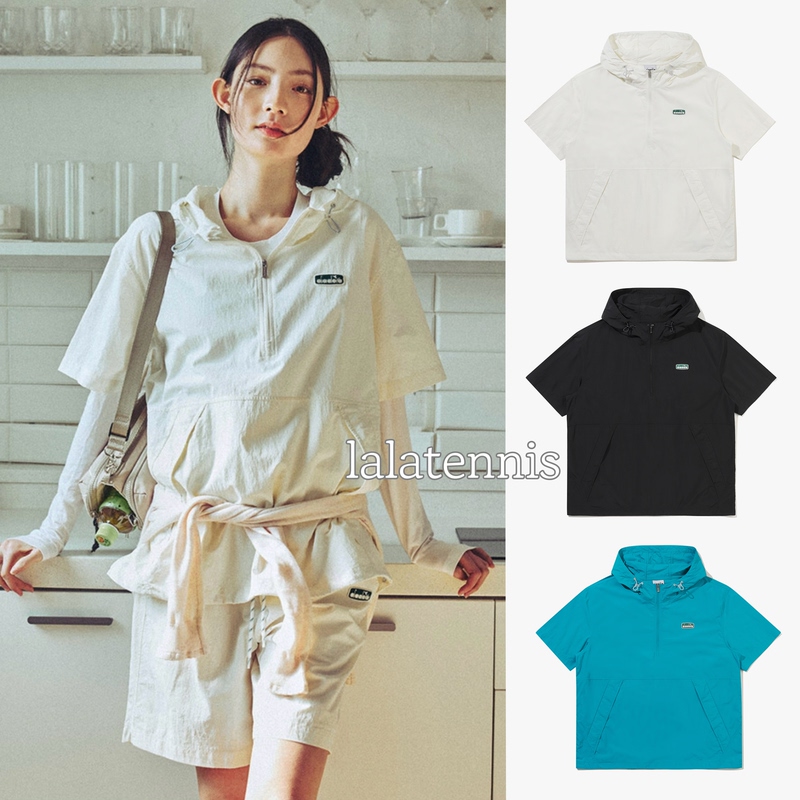 Korean Brand｜Diadora Unisex Comfy Woven Half-Zip Hooded Short-Sleeve｜26 Spring/Summer