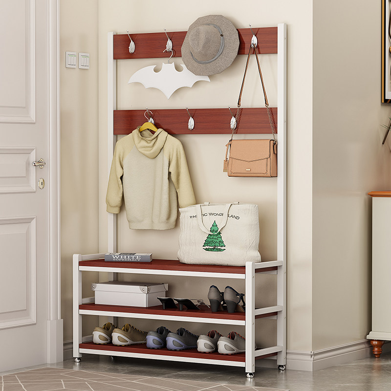 Solid Wood Hanger Floor Clothes Hat Rack Multifunction Rack Bedroom Hyun Guan Household Brief Modern Hung Clothes Hanger Shoes Rack Integrated