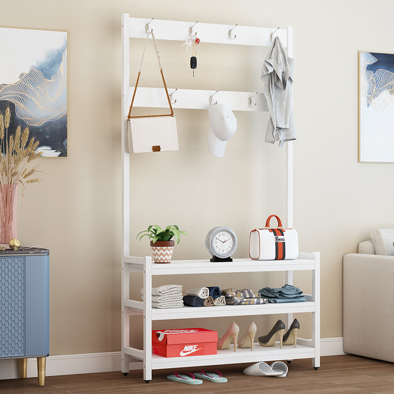 Coat rack floor-to-ceiling simple modern Nordic style bedroom net red home living room shoe rack integrated hanging hanger