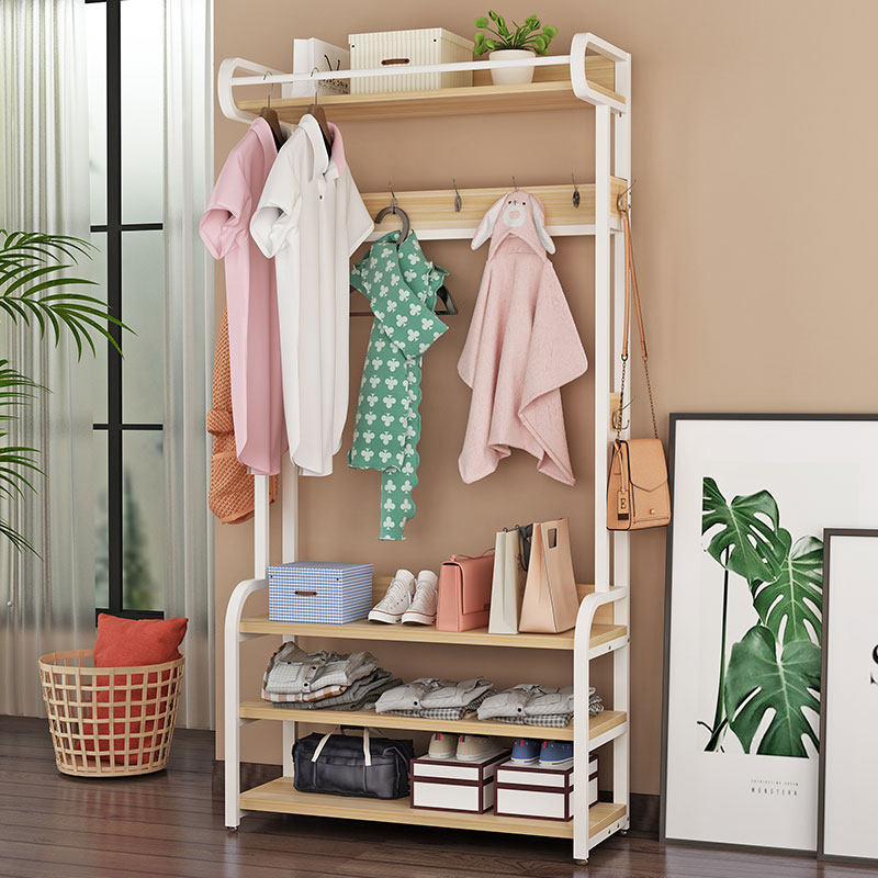 Cloister-in-door living-room solid wood hanging clothes rack floor shoe rack integrated bedroom minimalist modern home door hall hanger