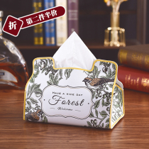 Nordic light luxury creative retro style tissue box fashion high-end car paper drawer home desktop leather storage box