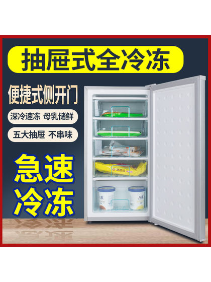 全冷冻小冰箱小型迷你侧开门冷柜立式冰柜抽屉柜囤货家用茶叶母乳