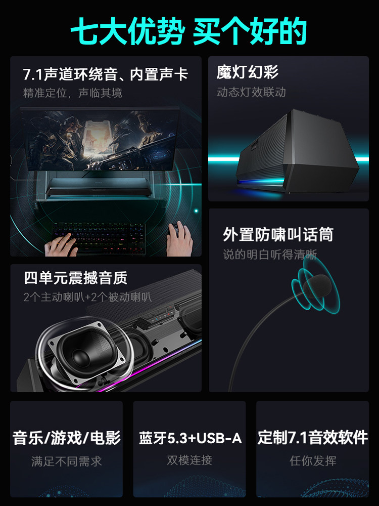 Edifier G1500Bar Computer Speakers Desktop Home Gaming E-Sports Bluetooth Desktop Speakers with Microphone Integrated