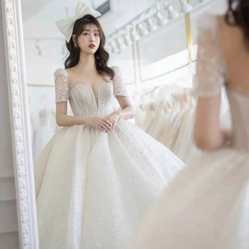 French wedding dress 2023 new bride's main yarn female large size trailing dress small heavy industry luxury high-end texture