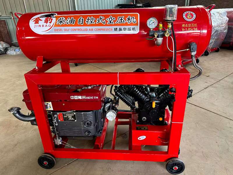 Air Compressor Self-Control Mobile Tire Repair Air Compressor Mobile Air Pump Double Can 1.05 Diesel Engine High Pressure