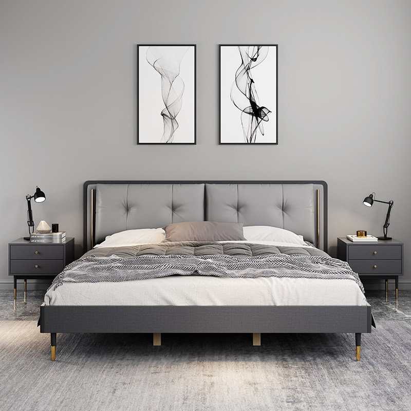 Nordic light and luxurious double bed modern minimalist minimalist master bedroom 1 8 m contained bed high box containing bed wedding bed