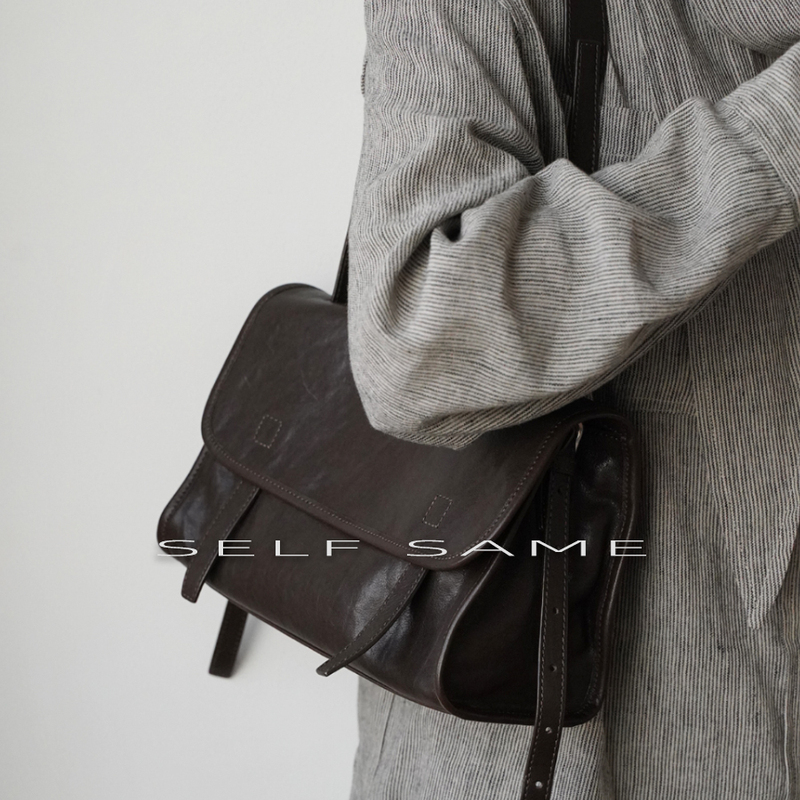 Selfsame Top Layer Vegetable-Tanned Leather, Soft and Delicate Messenger Bag, Natural and Seamless, Underarm Bag