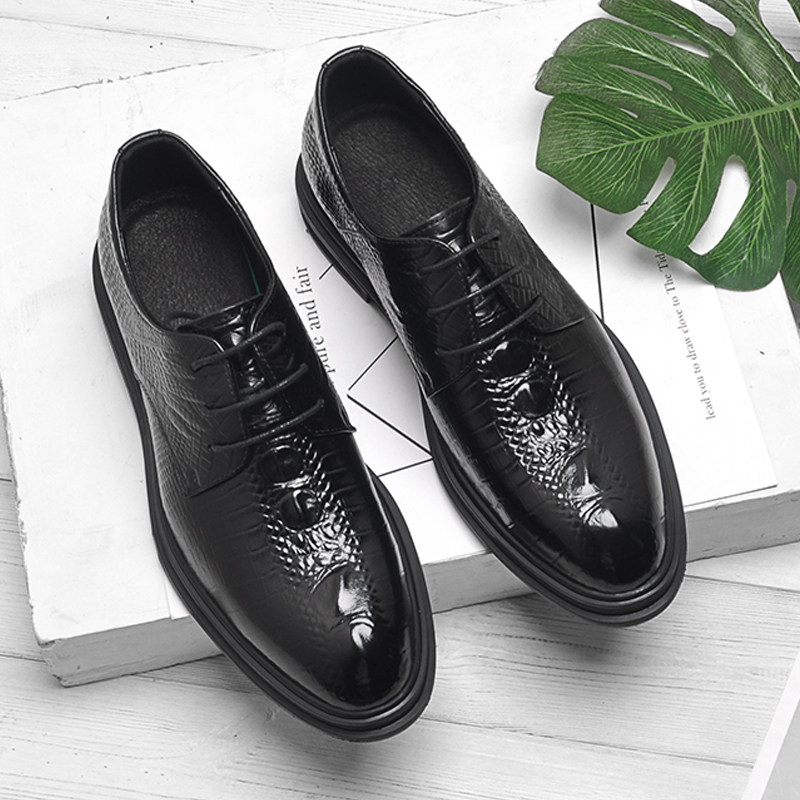 Autumn Head Leather Leather Breathable Men Business Formal Leisure Shoes English Han Edition Tip-headed Wedding Shoes