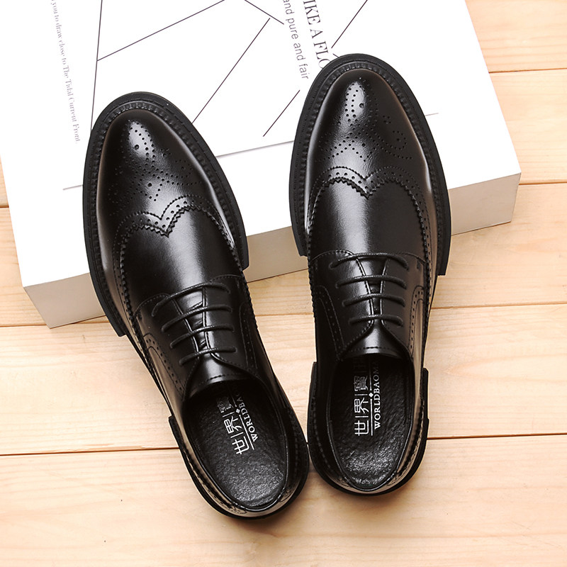 Spring British Brock carved men's shoes Korean version of the trend pointed toe thick bottom wedding shoes men's business dress shoes