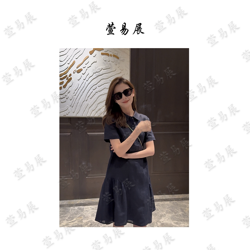 -"Ms. Laura" 100% Linen Comfortable and Breathable Pleated Dress with Three-Dimensional Tailoring-Qz6051104