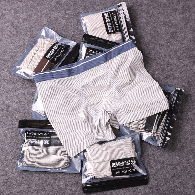 Day single ~ touch it is very comfortable with lukewarm extreme minimalist wind men's breathable striped mid-waist elastic four-corner pants underpants
