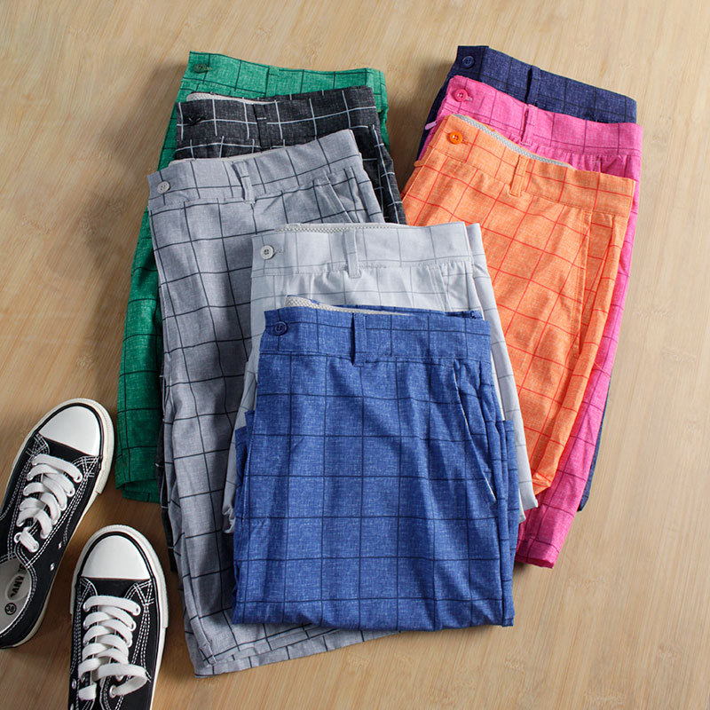 Original Export Goods! Golf Series Plus-Size Men's Clothing, Summer Lightweight Quick-Dry Stretchy Men's Plaid Loose Shorts