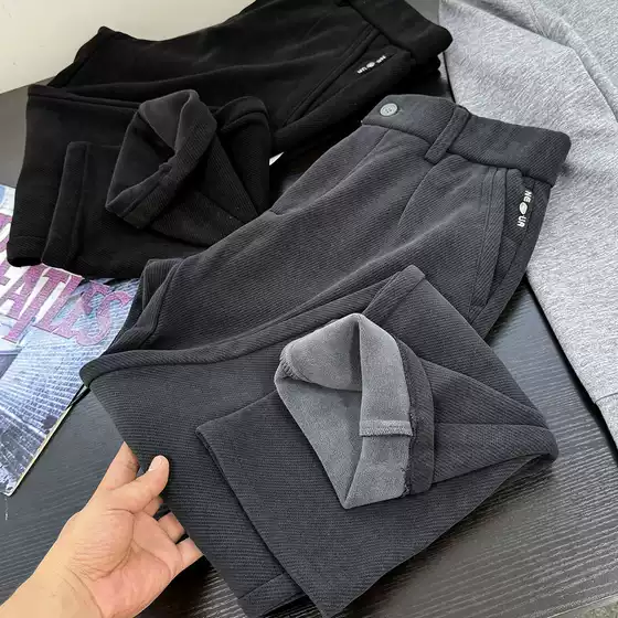 Excellent Fit, Fleece-Lined and Thickened! Skin-Friendly, Warm, and Stylish! Autumn and Winter Men's Retro Cigarette-Style Casual Pants 26356