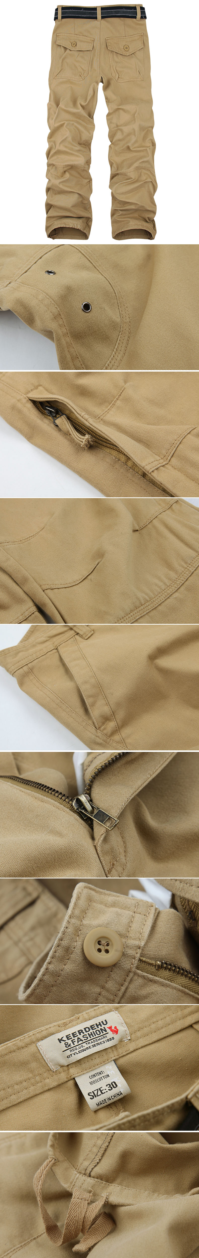 Mùa xuân nam overalls quần dài quần nam nhiều túi quần nam quần lỏng lẻo quần giản dị quần nam quần âu nam kích thước lớn quần nam quần thô nam