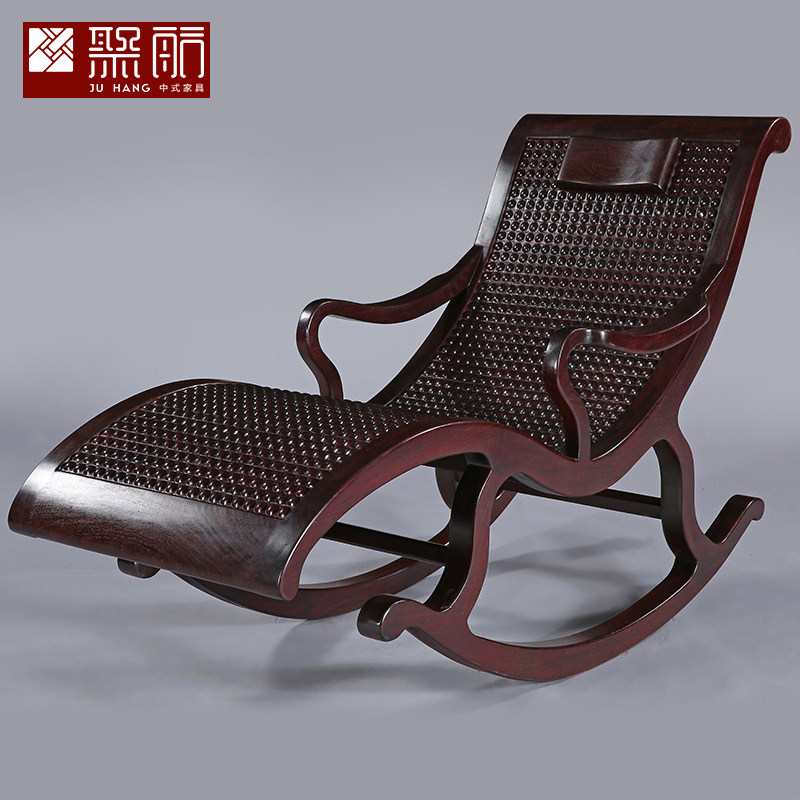 Poly Sail Chinese Furniture Pure Zambia Blood Sandalwood Rocking Chair Purple Sandalwood Leisure Rocking Chair Afternoon Sleeping Balcony Solid Wood Rocking Chair