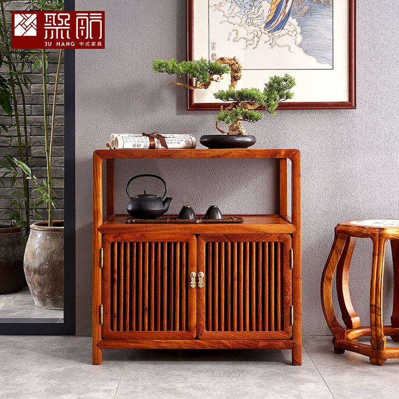 Poly Sail Red Wood Furniture Pure Myanmar Flowers Pear Wood Tea Water Cabinet New Chinese Tea Table Side Cabinet Tea Table Sofa Square Side A Few