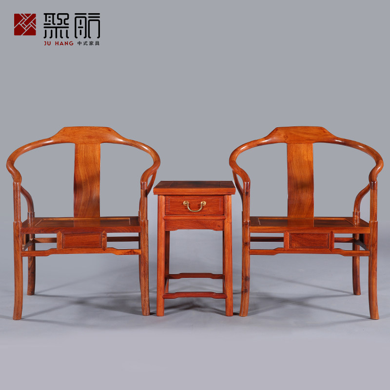 Yuhang New Chinese Furniture All Burmese Flower Wood Solid Wood Round Chair