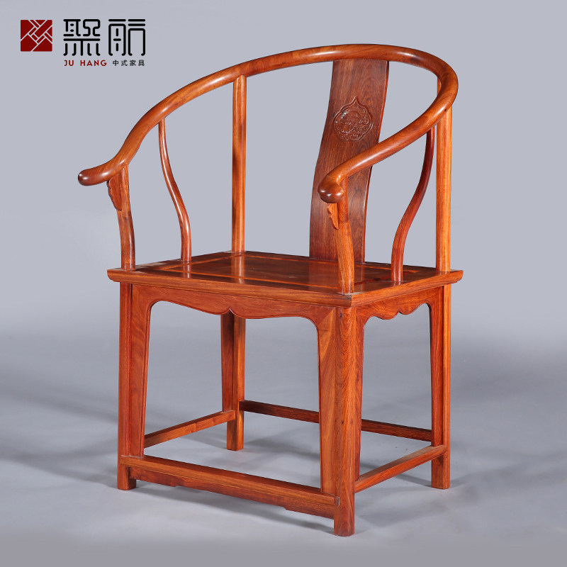 National standard mahogany furniture pure Burmese rosewood armchair big fruit red sandalwood Chinese style solid wood Taishi chair round chair leisure chair