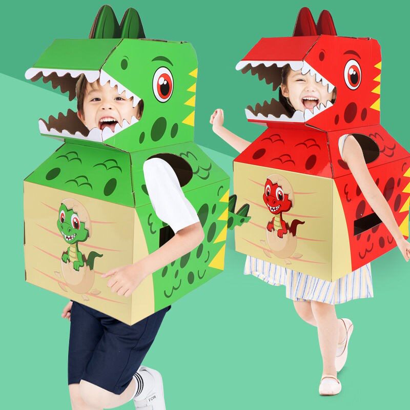 Children's Diy Hand-made Dinosaur Carton Wearable Graffiti Carton Carton Coating Model Toys