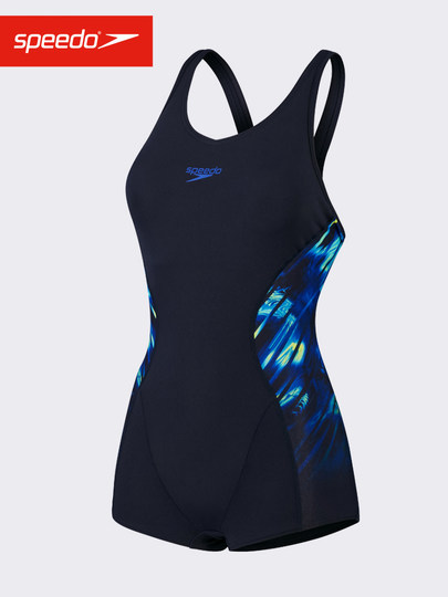 Speedo One-Piece Boxer Swimsuit for Women, Slimming, Tummy-Covering, Chlorine-Resistant, Quick-Drying, Conservative, Professional Hot Spring Swimwear