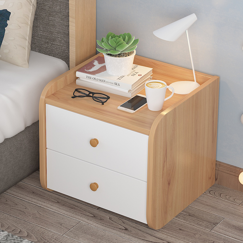 Bed head cabinet minimalist modern step up 40cm wide imitation solid wood shelve Easy Bedroom Bedside Lockers Creativity