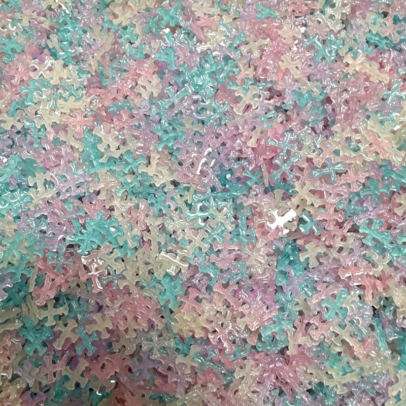 Ice-Clear Fine Glitter Croix De Chapeau Cross Resin Ornaments for Nail Art, Halloween Handmade Ball DIY Filling