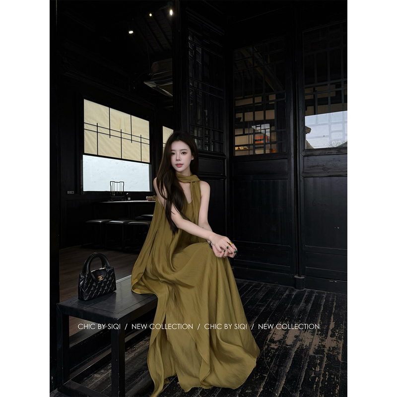 Chic by Siqi “Bronze Flow” 2026 Summer Cool Breeze 100% Lyocell Sleeveless Vacation Dress