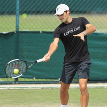 Federers same style round neck short-sleeved quick-drying T-shirt sports top Laver Cup cow white competition tennis uniform