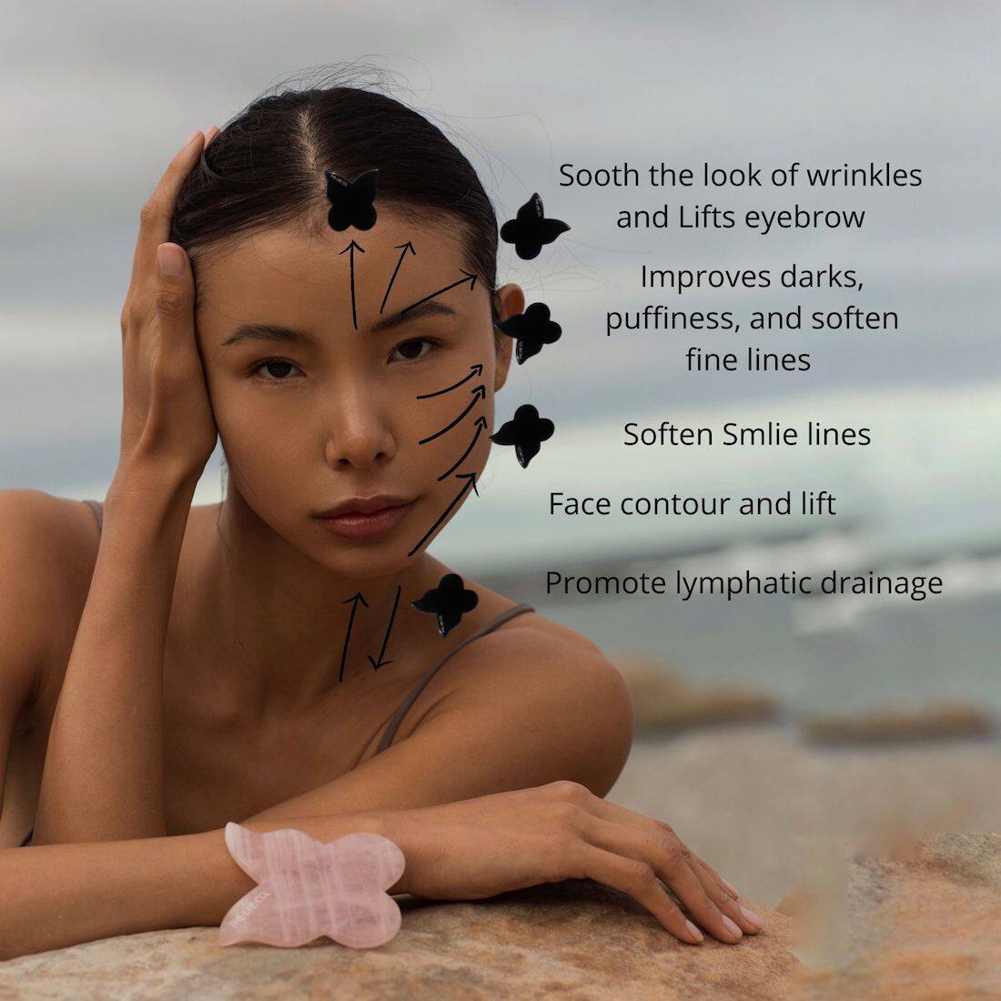 The Lre Co Facial Scraping Board Beauty Device Lifting Anti-aging Beauty Scraping Board Essence Oil Set