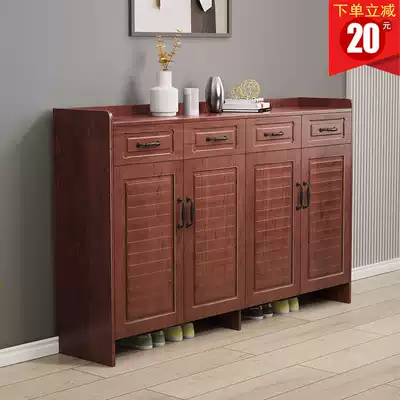 Solid wood color shoe cabinet simple modern hall cabinet Chinese porch cabinet home balcony storage cabinet door thin shoe cabinet