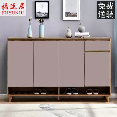 Solid wood color shoe cabinet home porch cabinet simple modern hall cabinet locker large capacity door shoe cabinet