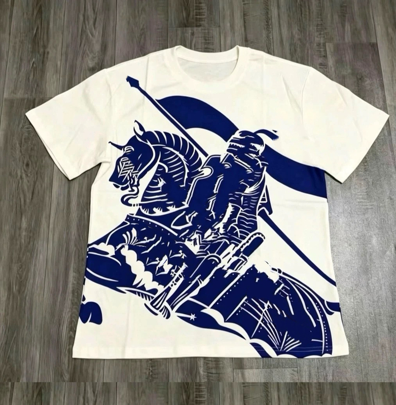 2026 New Knight Print Heavyweight Pure Cotton Short-Sleeve T-Shirt, Unisex Trendy Brand Design, Loose Round Neck Tee