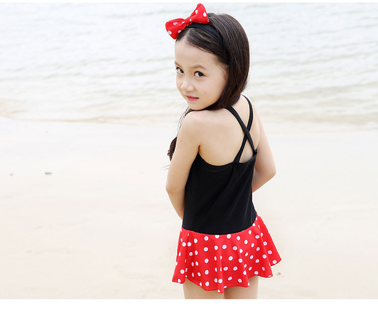 Đồ bơi bé gái chấm bi bé gái bơi váy bé gái áo tắm một mảnh bé phim hoạt hình dễ thương áo tắm - Bộ đồ bơi của Kid đồ bơi tay dài cho bé gái