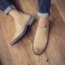 Giày bốt Martin cho nam giới phù hợp với mùa thu và mùa đông cộng với bốt da cashmere giày bốt nam ấm áp Xu hướng bốt da của Anh Chelsea bốt ngắn - Kính râm