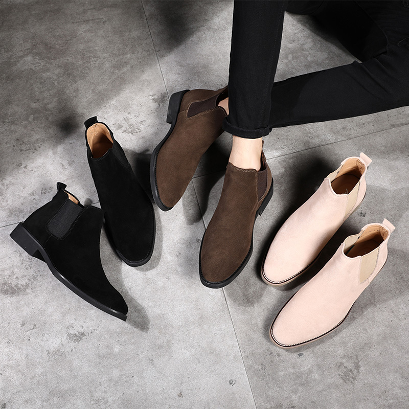 New Martins summer men's Korean version of short boots men's shoes suede Chelsea boots British fashion shoes